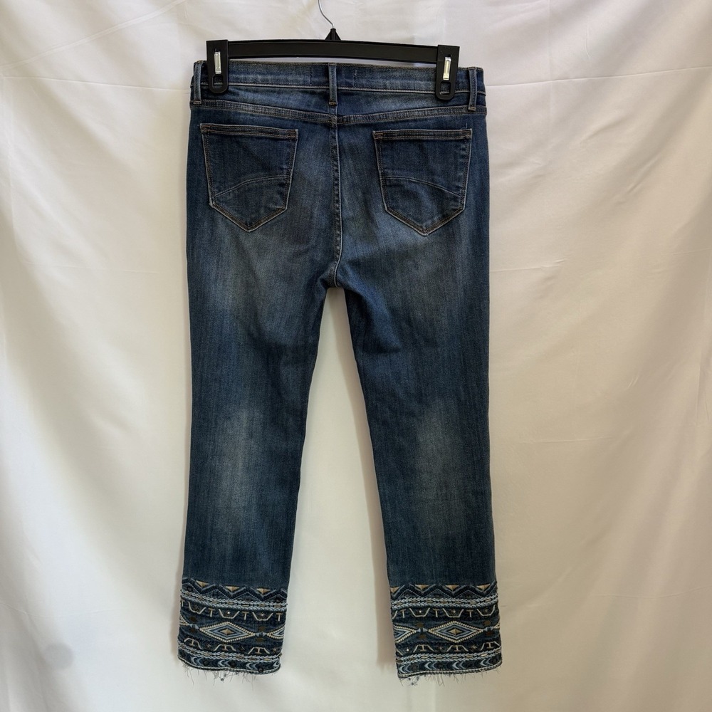 Driftwood Colette Embroidered Hem Jeans Blue Straight Leg Studded Size 29x26 - Picture 4 of 12